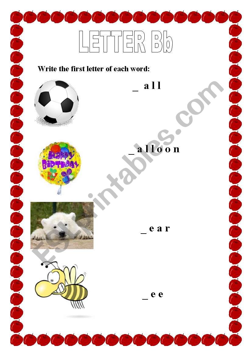 Alphabet letter b worksheet