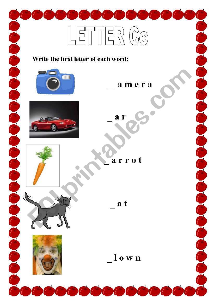 Alphabet letter c worksheet