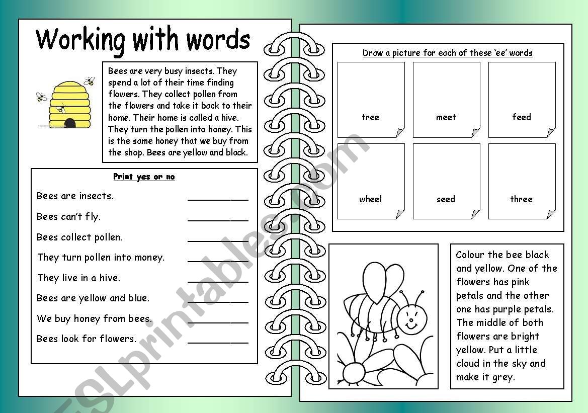 Working with words worksheet