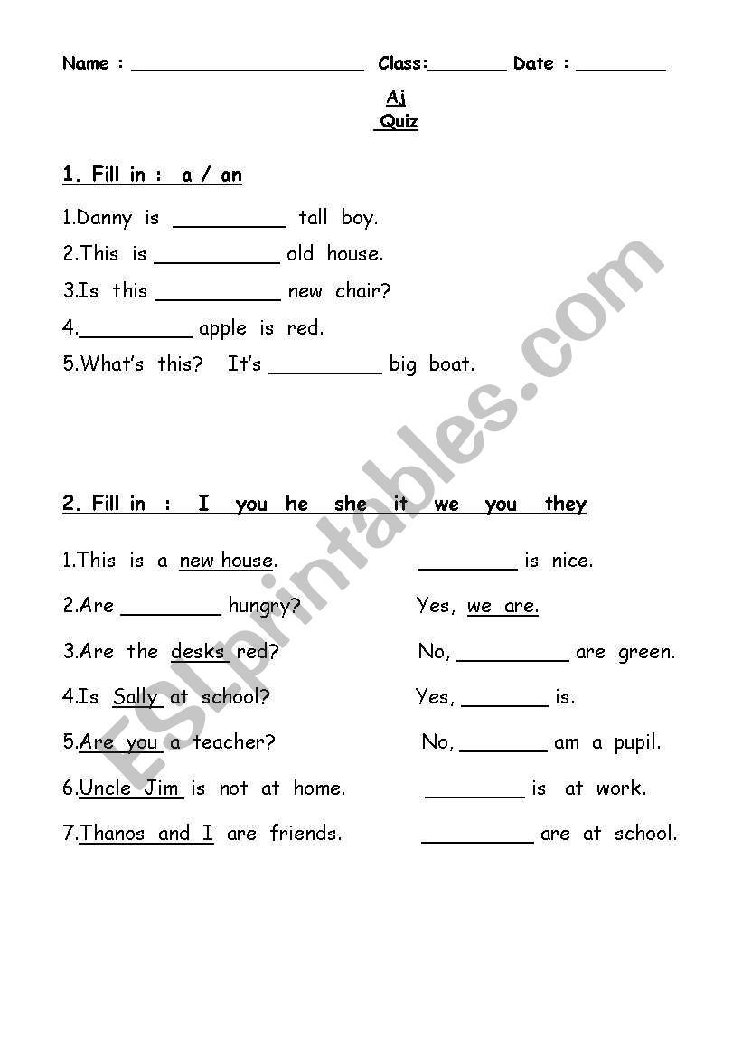 QUIZ Aj worksheet