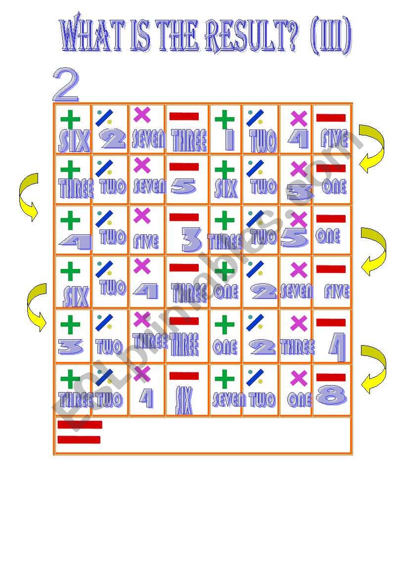 what is the result? (III) worksheet
