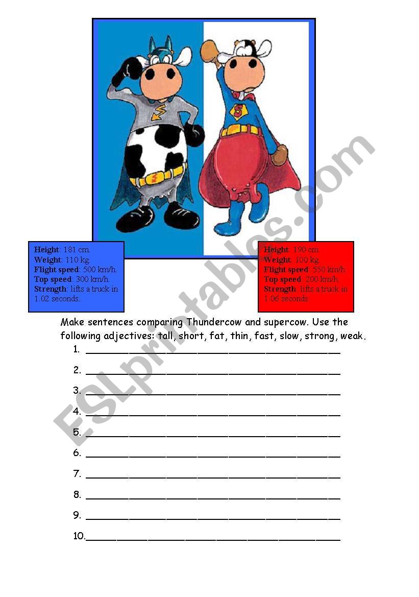 Supercow versus Thundercow worksheet