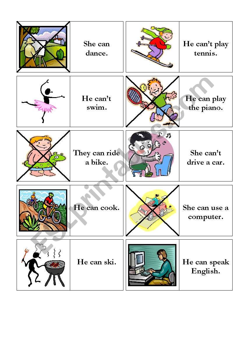 can  / canÂ´t worksheet