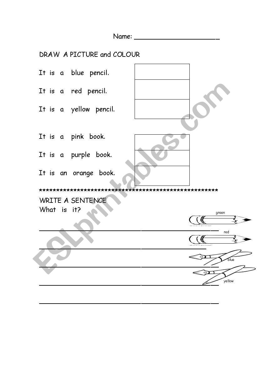 classroom and colours worksheet