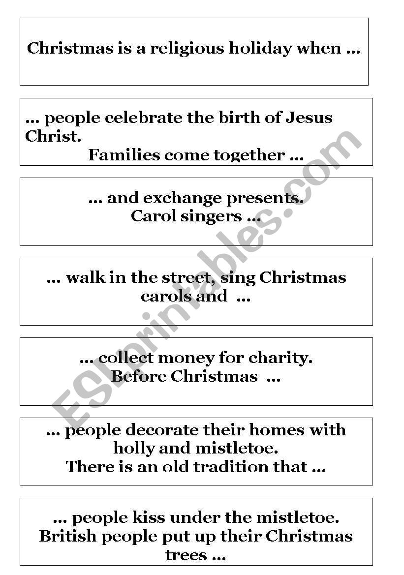 christmas jigsaw reading worksheet