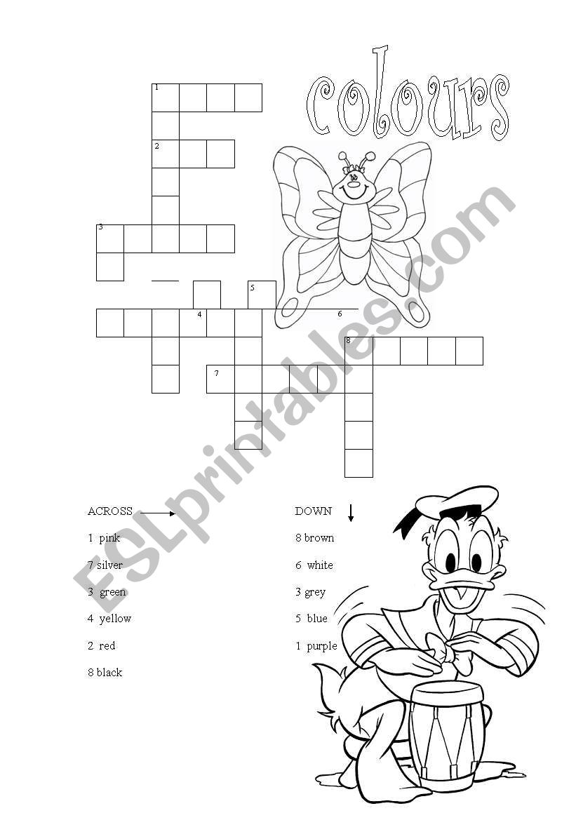 colours crossword worksheet