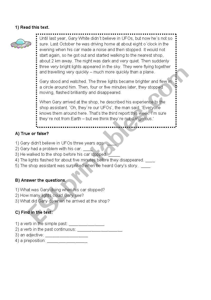 Reading comprehension worksheet