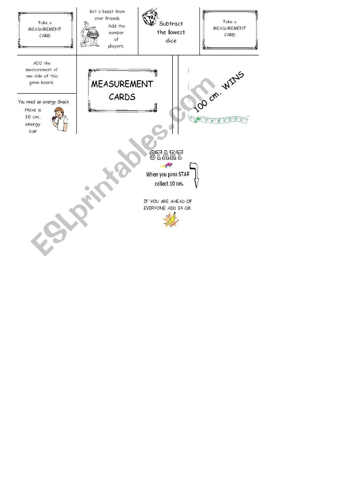 Measuring game - Canadian worksheet