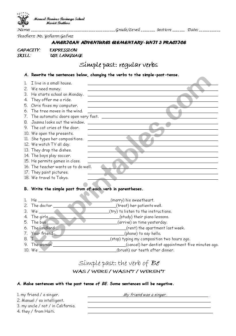 simple past practice worksheet