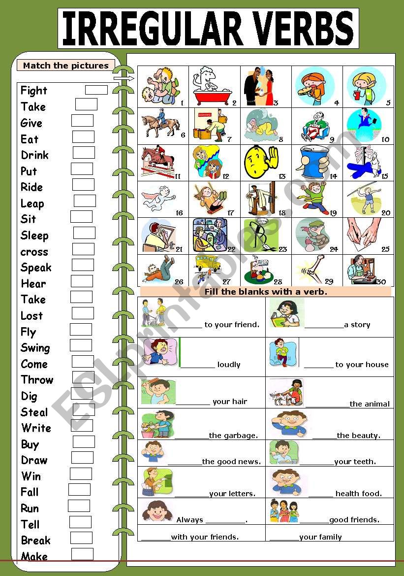 Irregular Verbs Worksheets