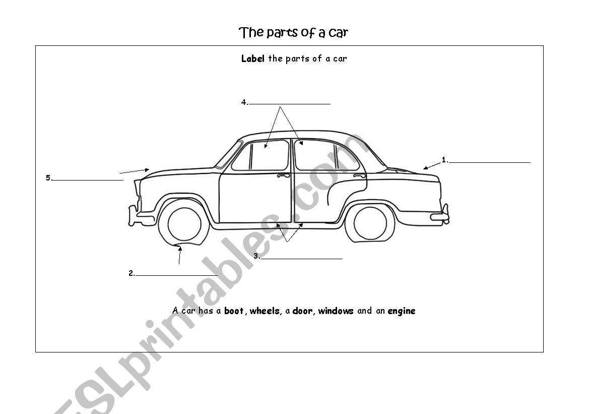 The parts of a car worksheet