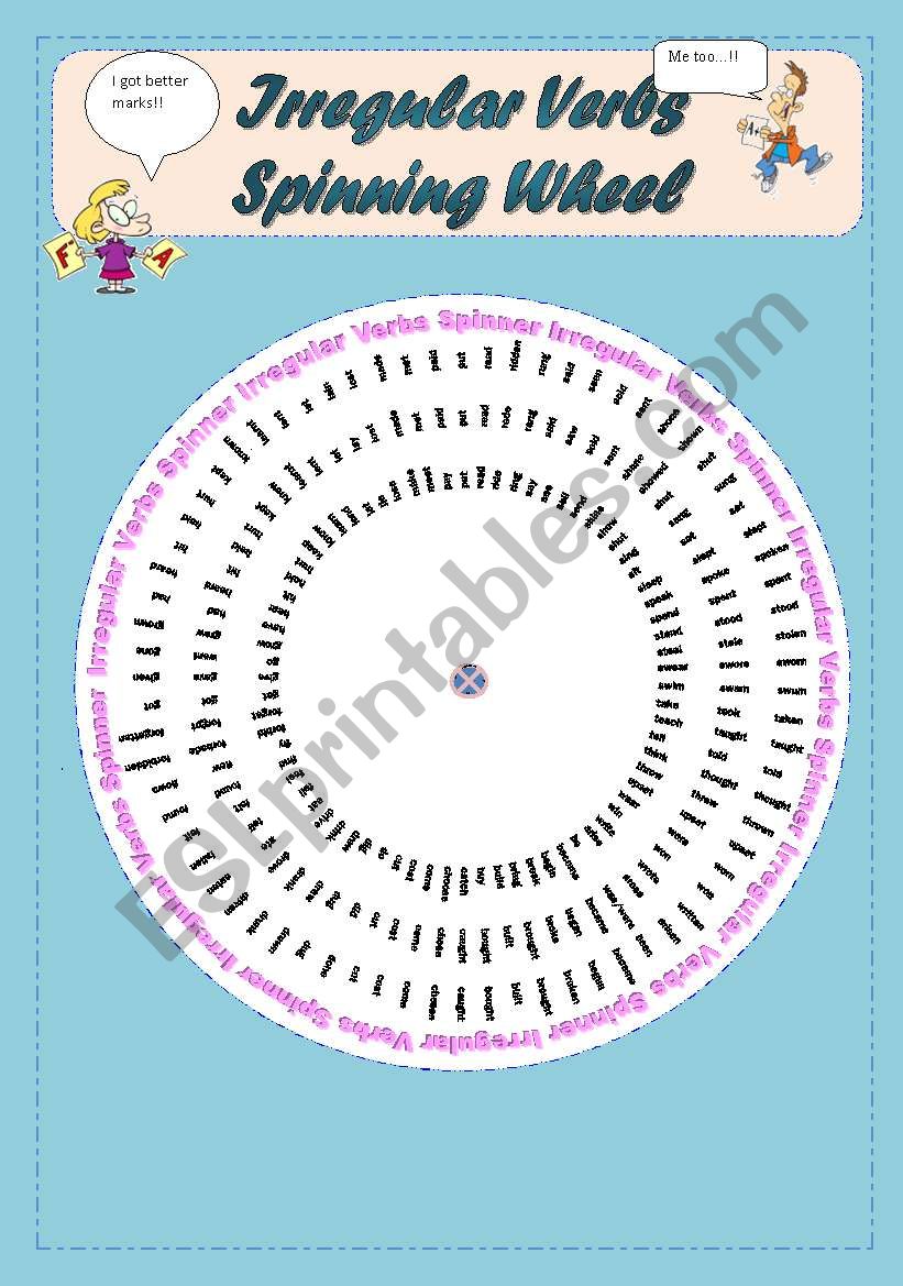 Irregular Verbs Spinning Wheel (fully editable)