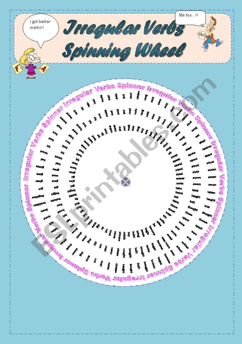 Irregular Verbs Spinning Wheel (fully editable)