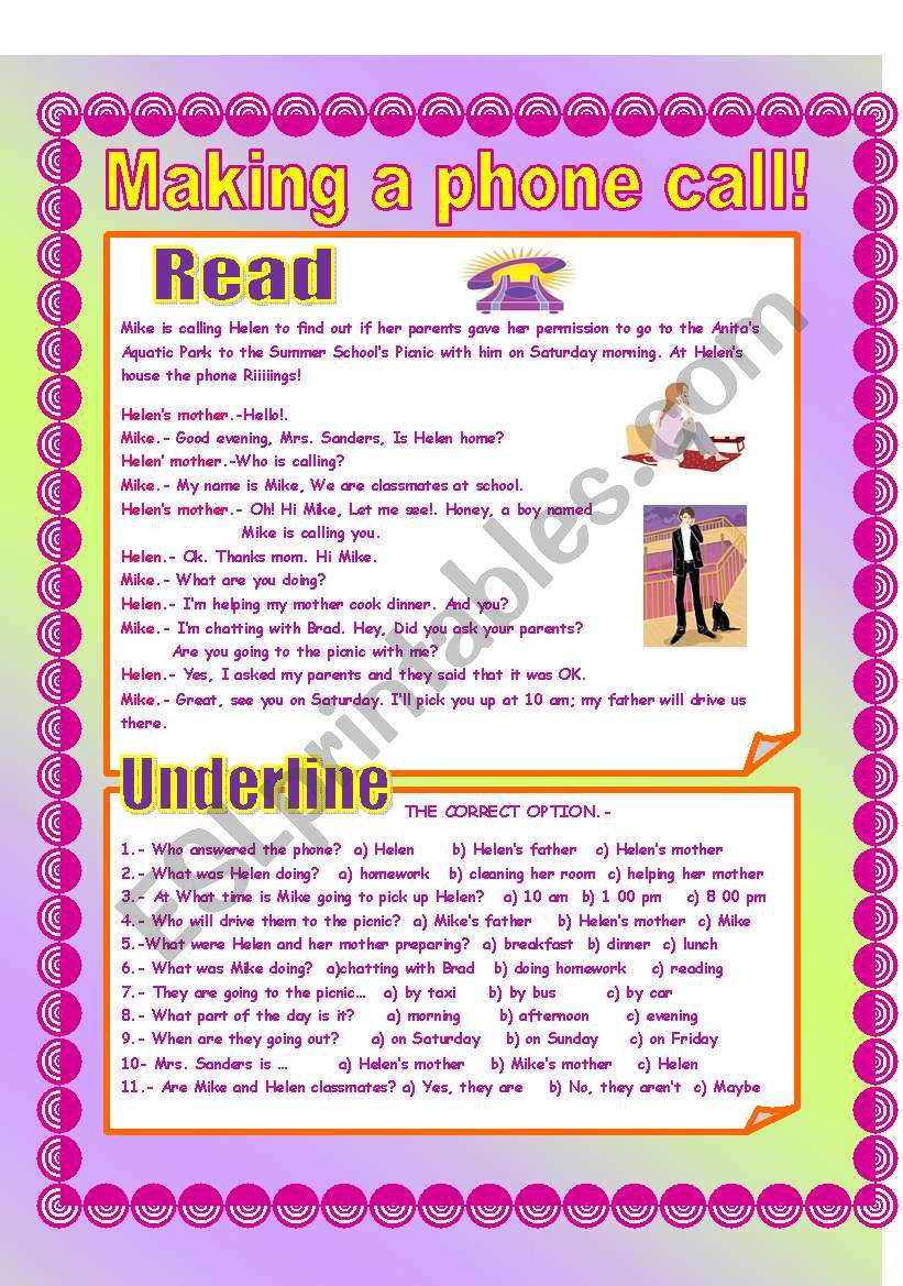 Making a phone call! worksheet