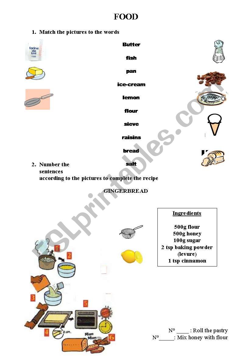 Cooking worksheet
