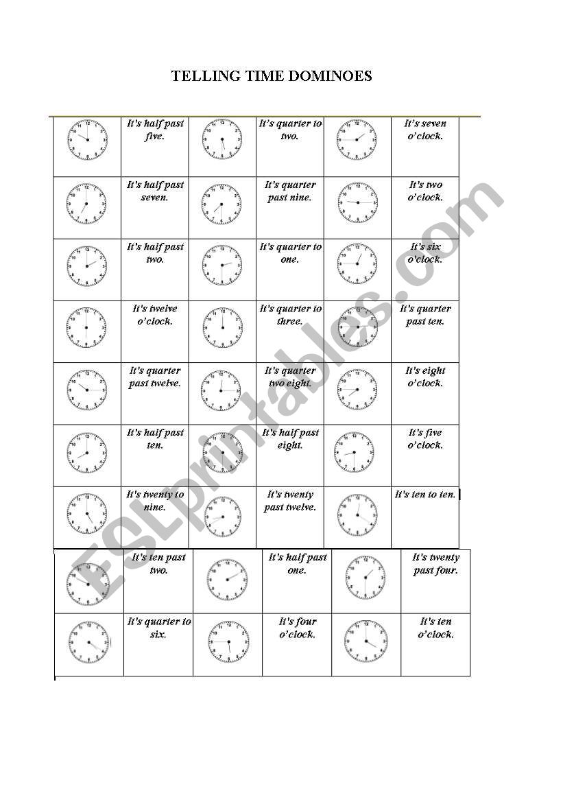 Telling Time dominoes corrected - working :D