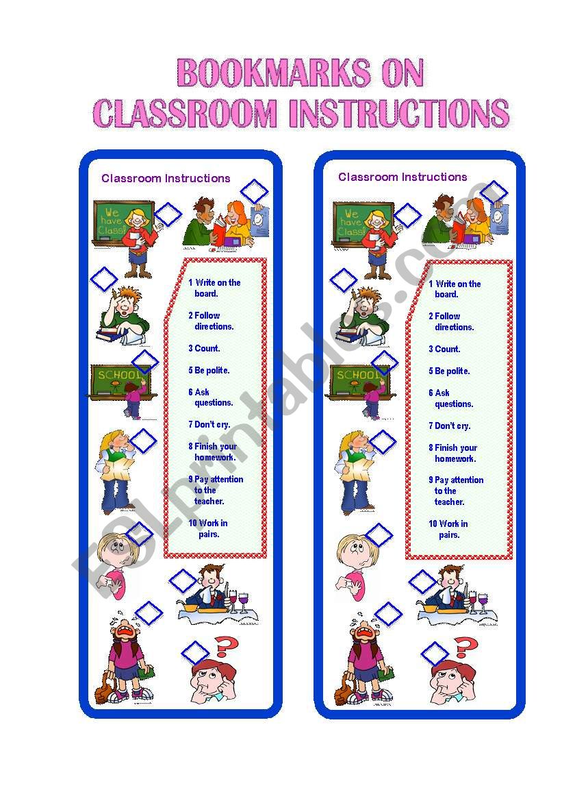 Bookmarks on Classroom Instructions II ** fully editable