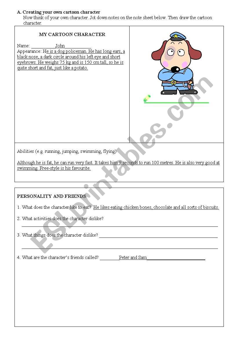 comic strip worksheet