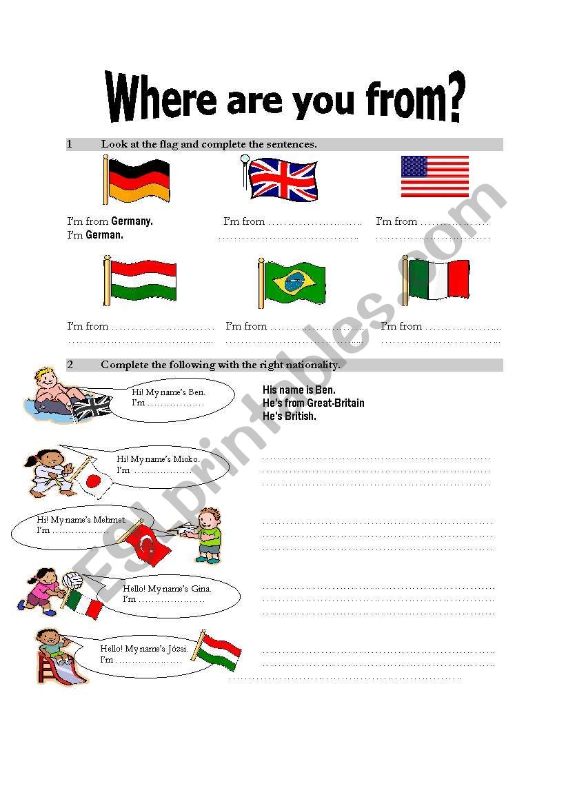 where are you from worksheet