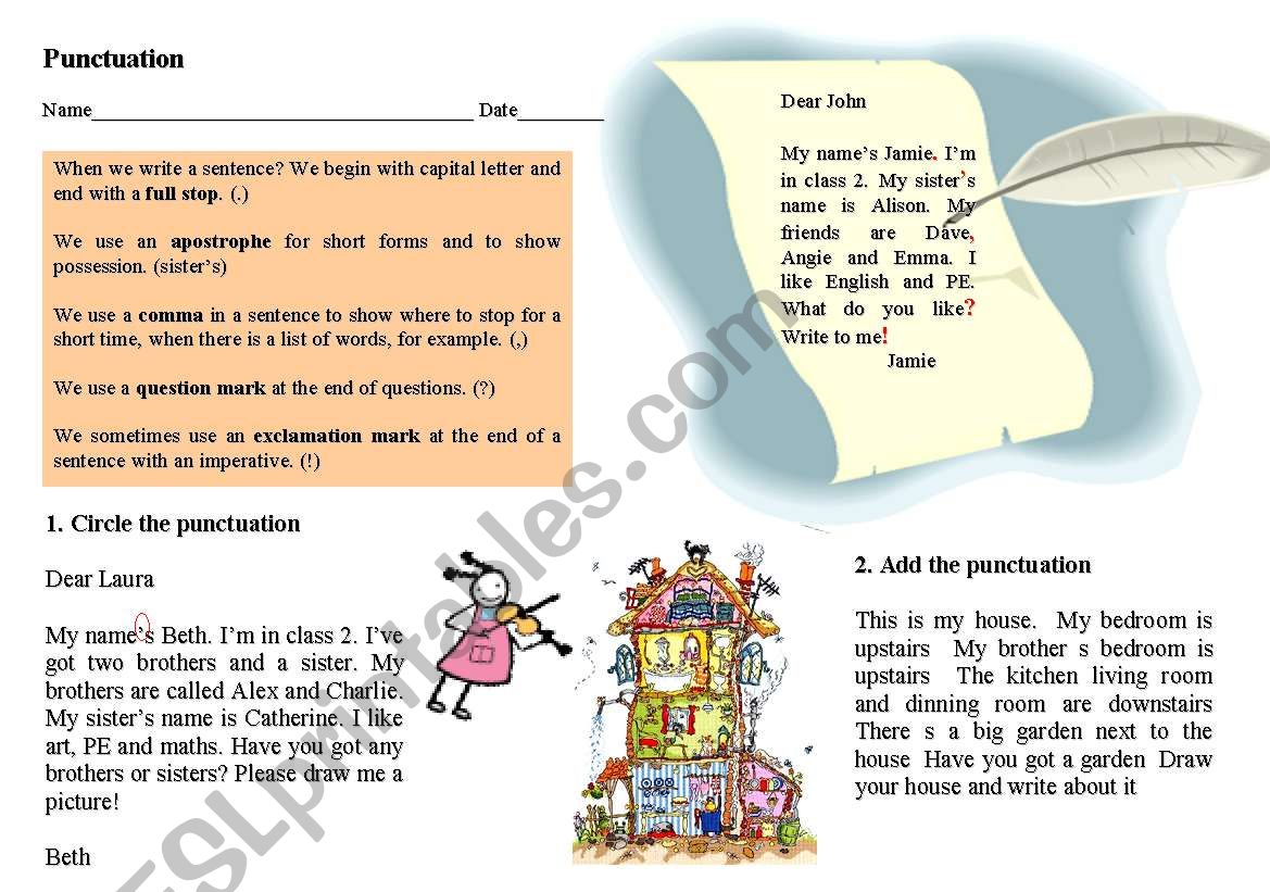 Punctuation worksheet