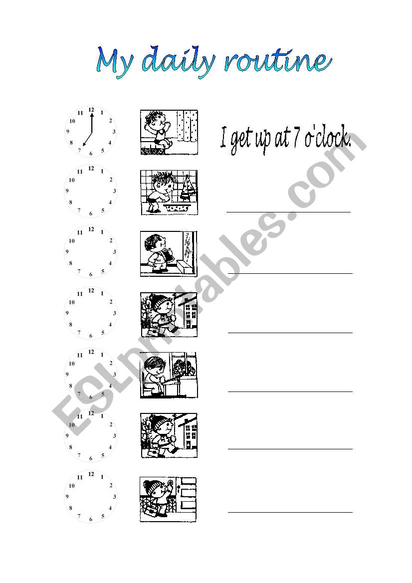 My daily routine worksheet