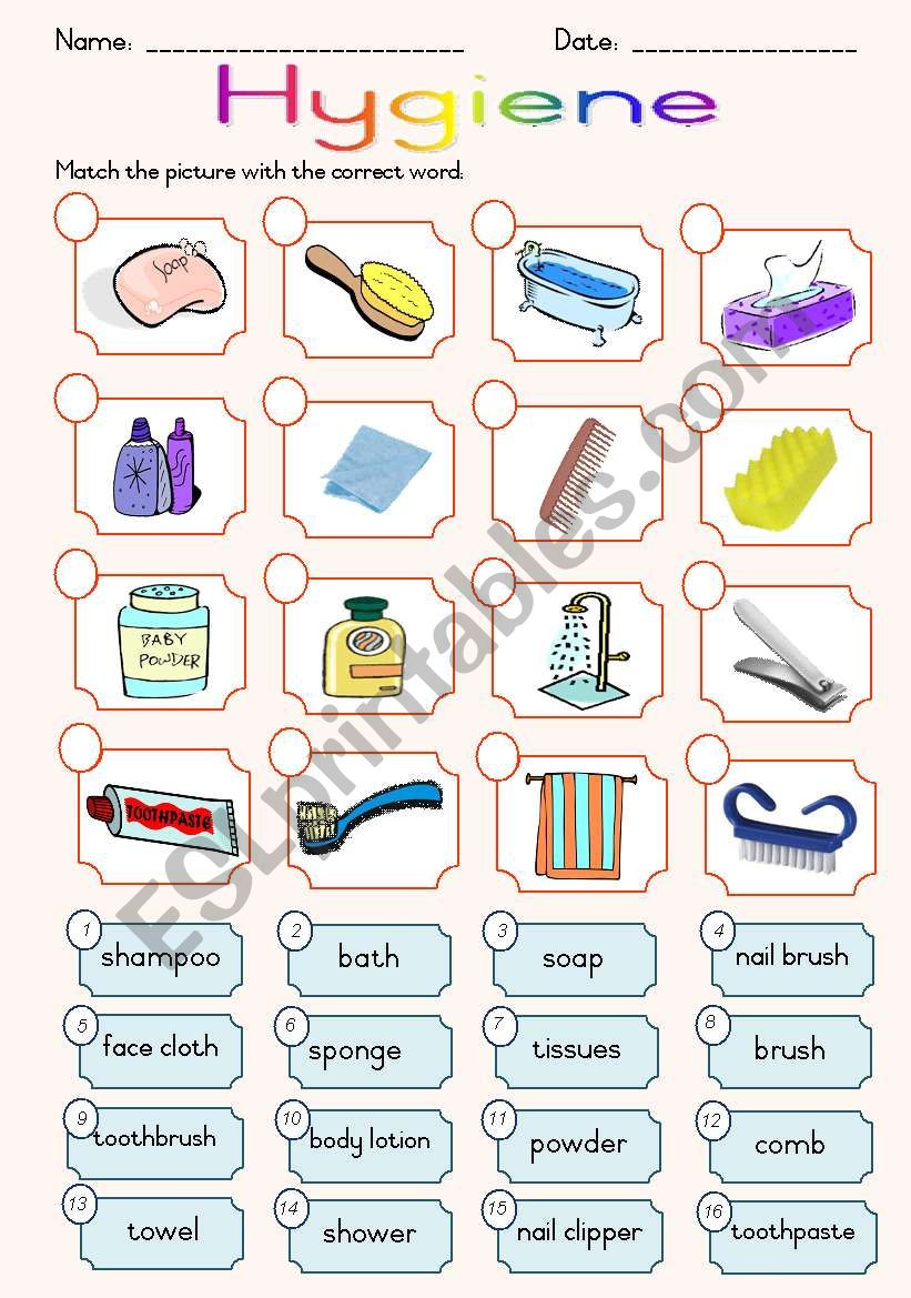 hygiene-matching-ws-esl-worksheet-by-joeyb1