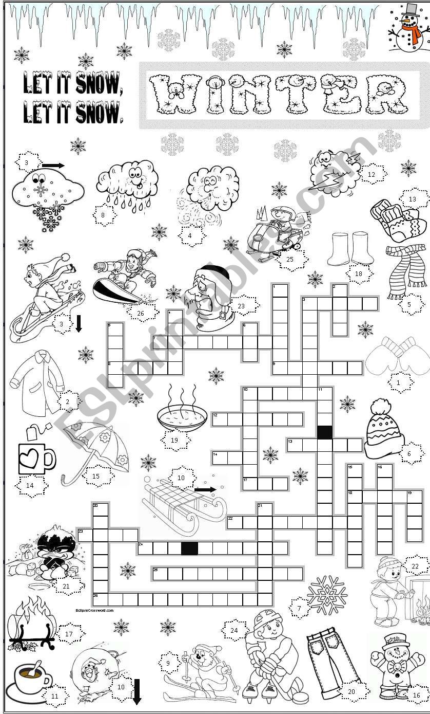 WINTER CROSSWORD worksheet