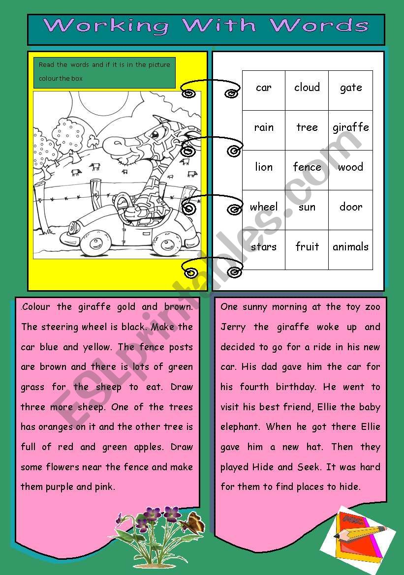 Working with words worksheet