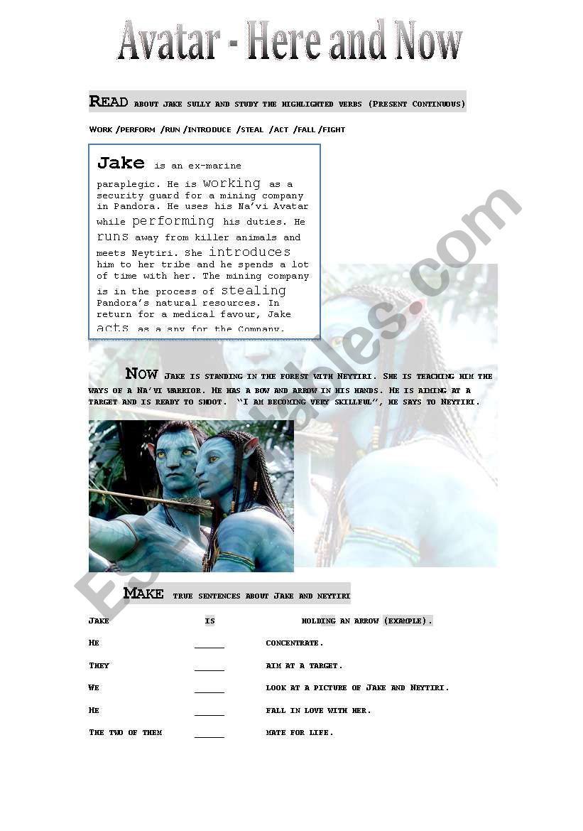 Avatar: Here and Now worksheet