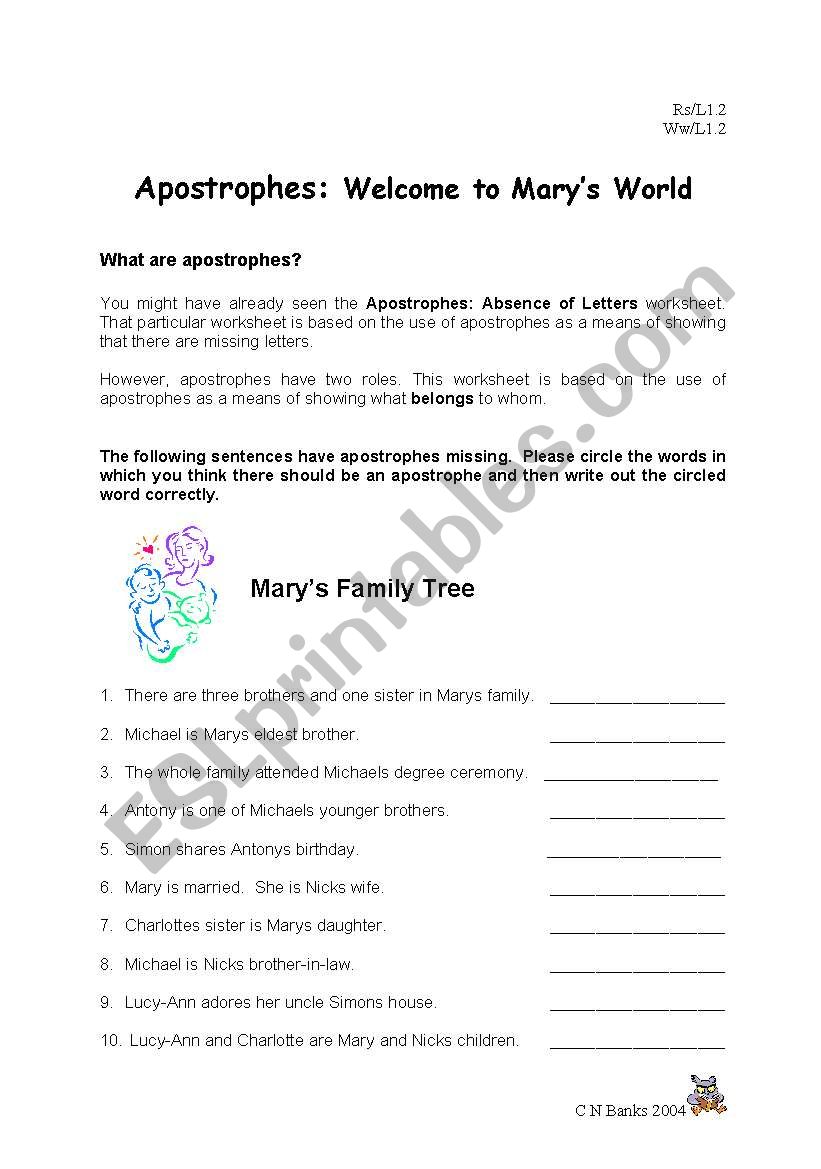 Apostrophes worksheet