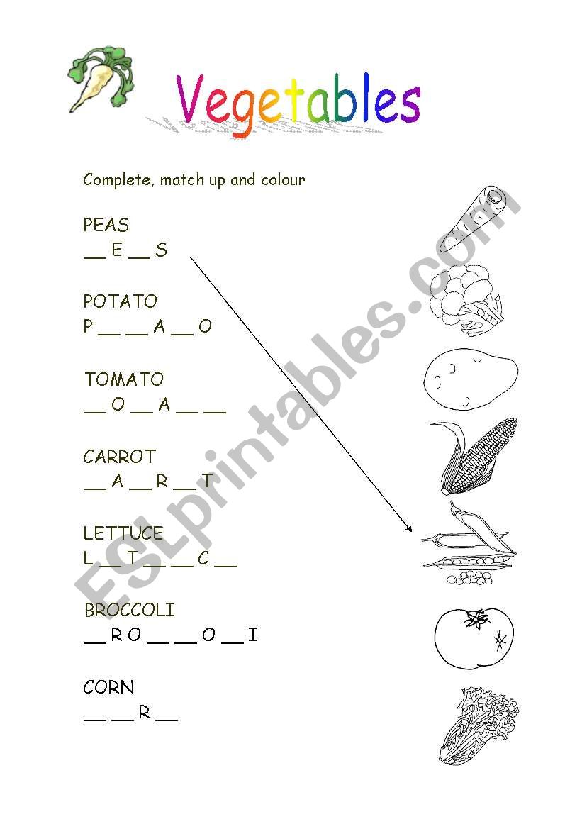 Vegetables worksheet