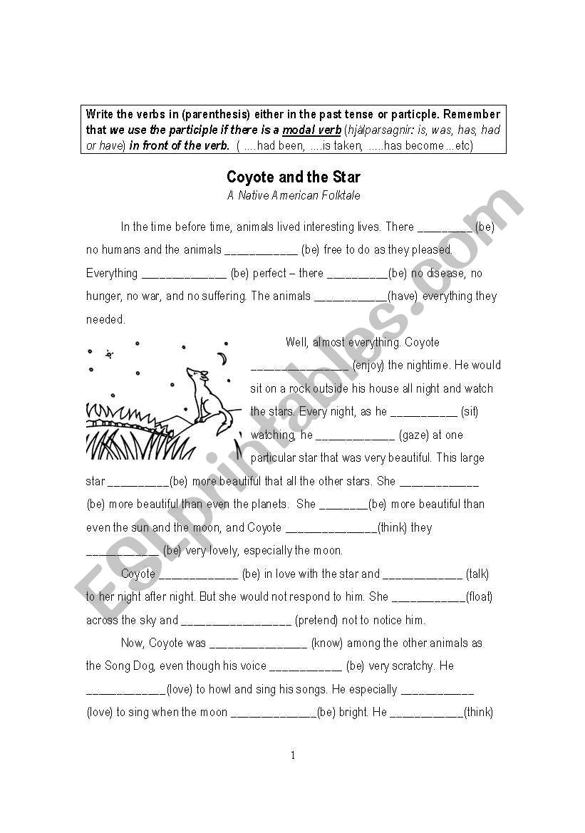 Coyote and the Star worksheet