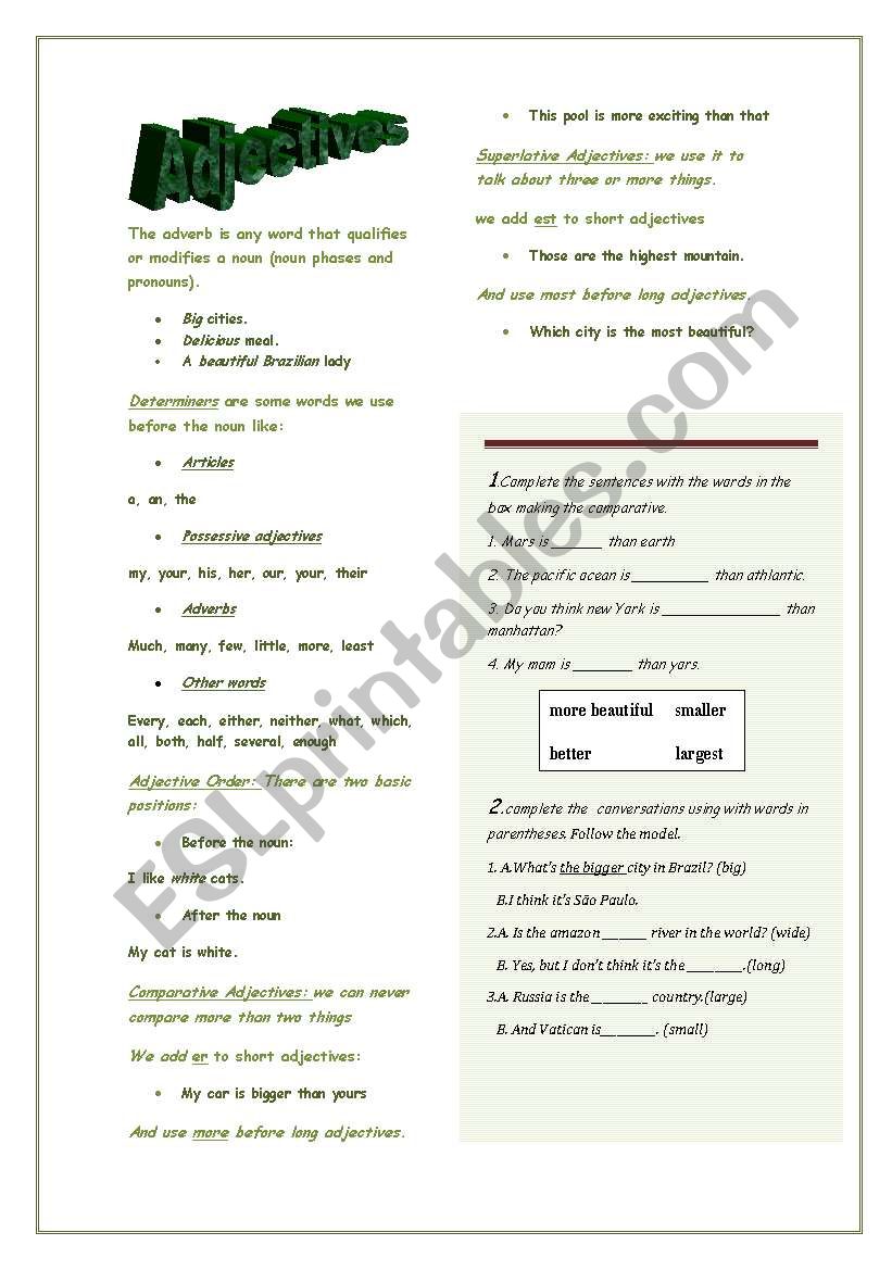 adjectives worksheet