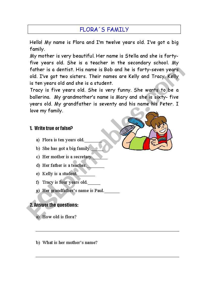 floras family worksheet