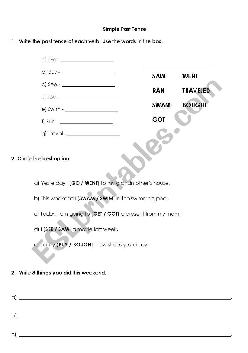 Simple past tense (elementary exercises)