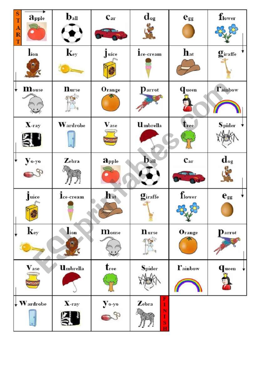 Abc board game worksheet