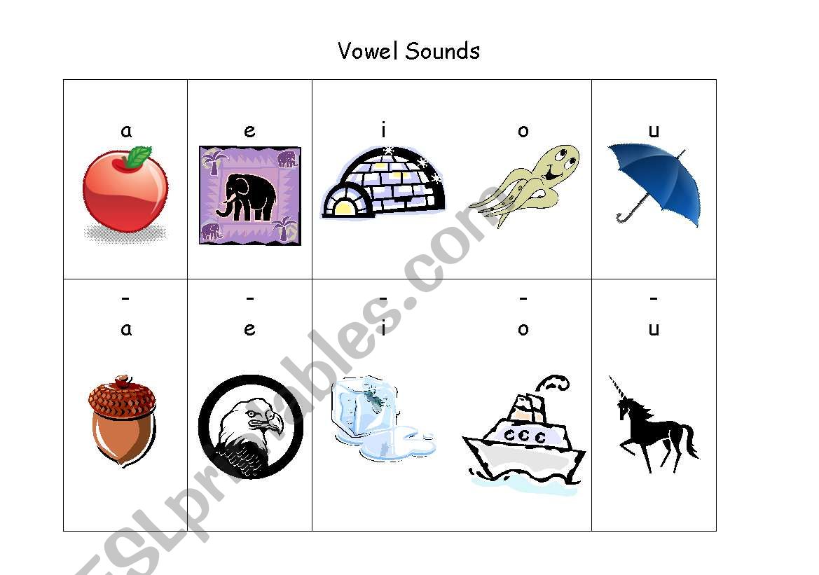 PHONICS:  VOWEL SOUNDS worksheet