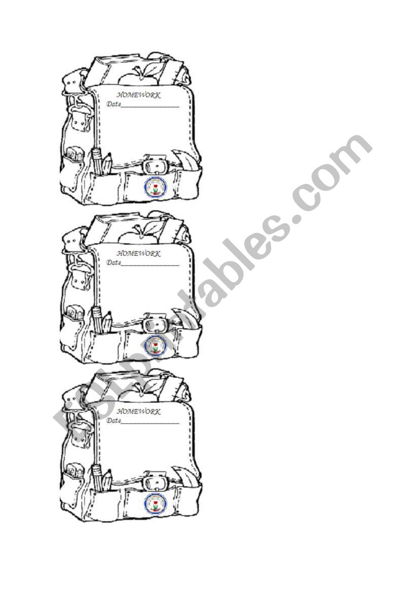 Backpack Homework Templates worksheet