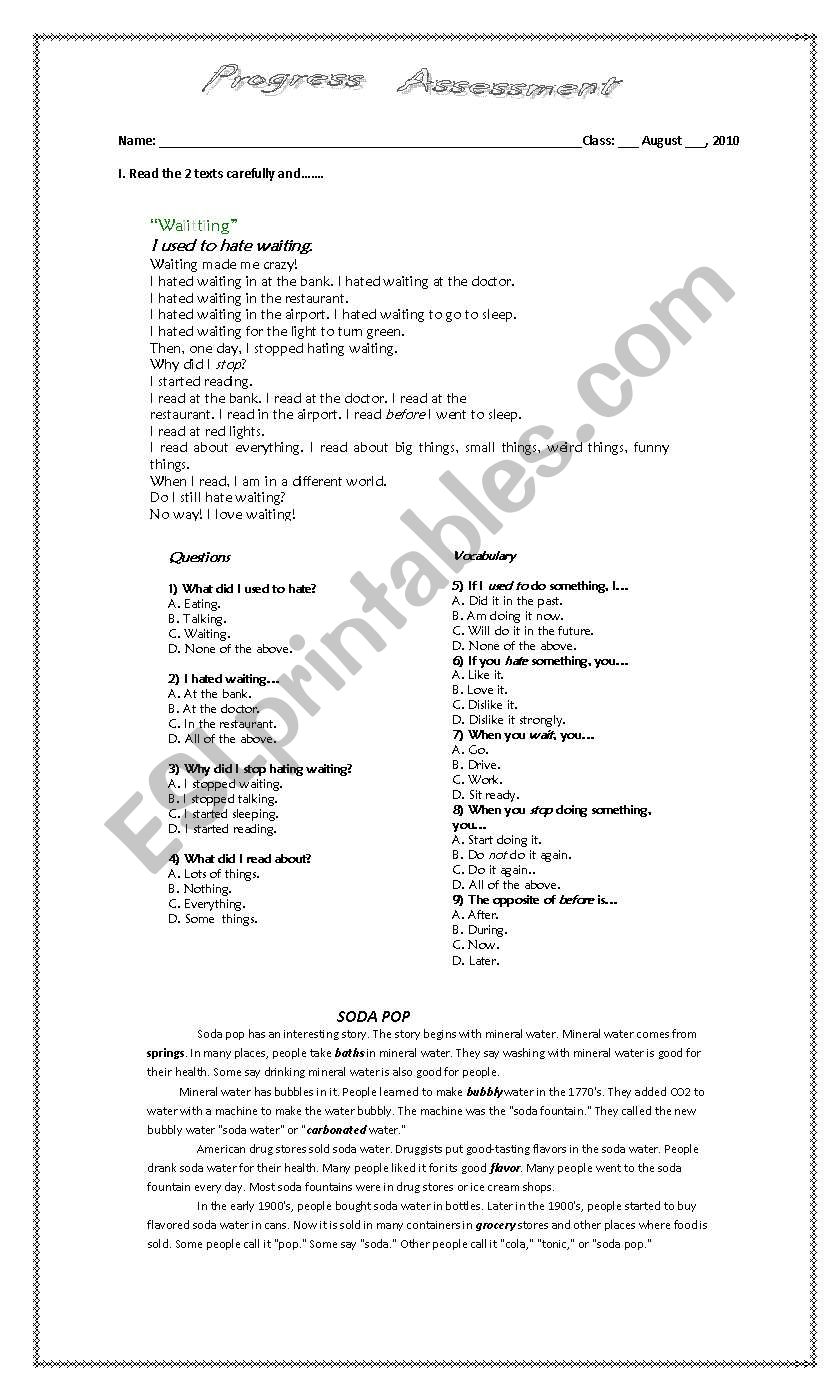 Readings worksheet