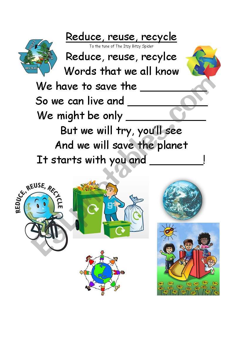reduce, reuse, recycle worksheet