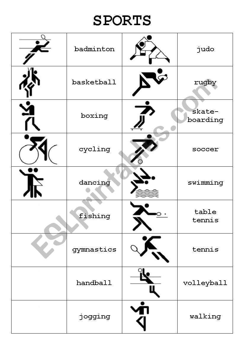 Illustrated sports worksheet