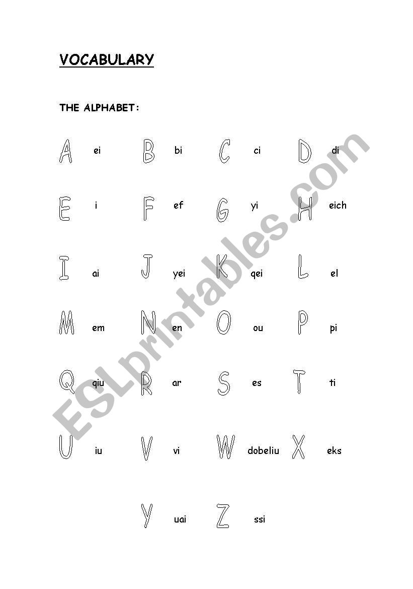 alphabet worksheet