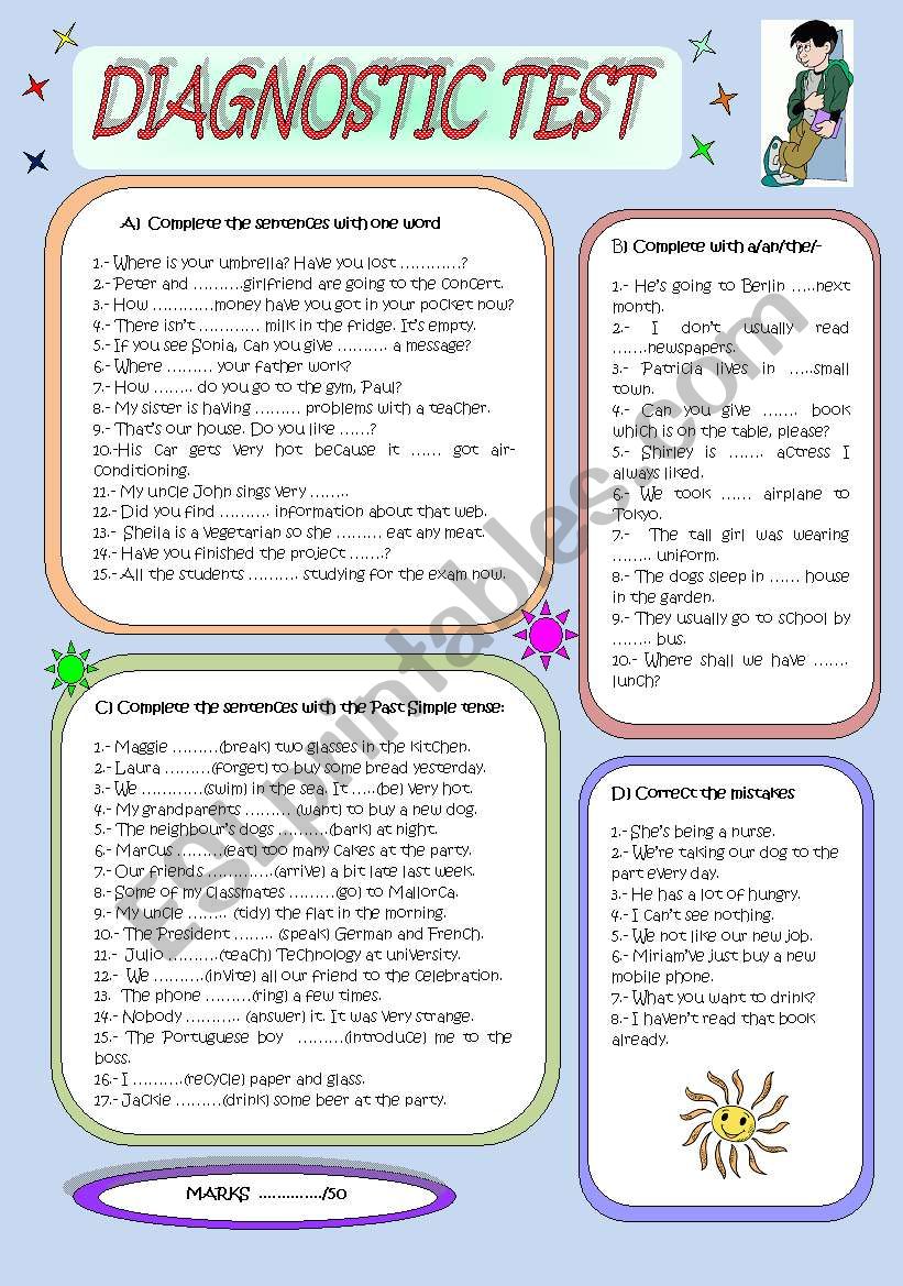 DIAGNOSTIC TEST worksheet