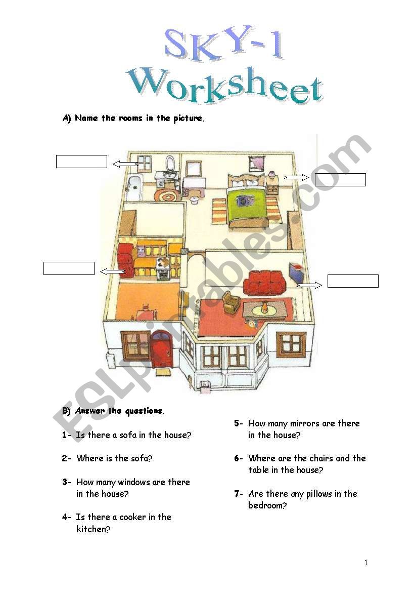 PARTS OF A HOUSE worksheet