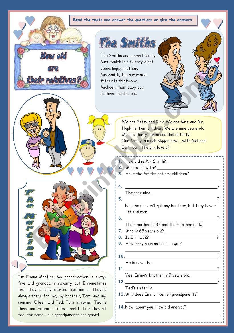 HOW OLD ARE THEIR RELATIVES? worksheet