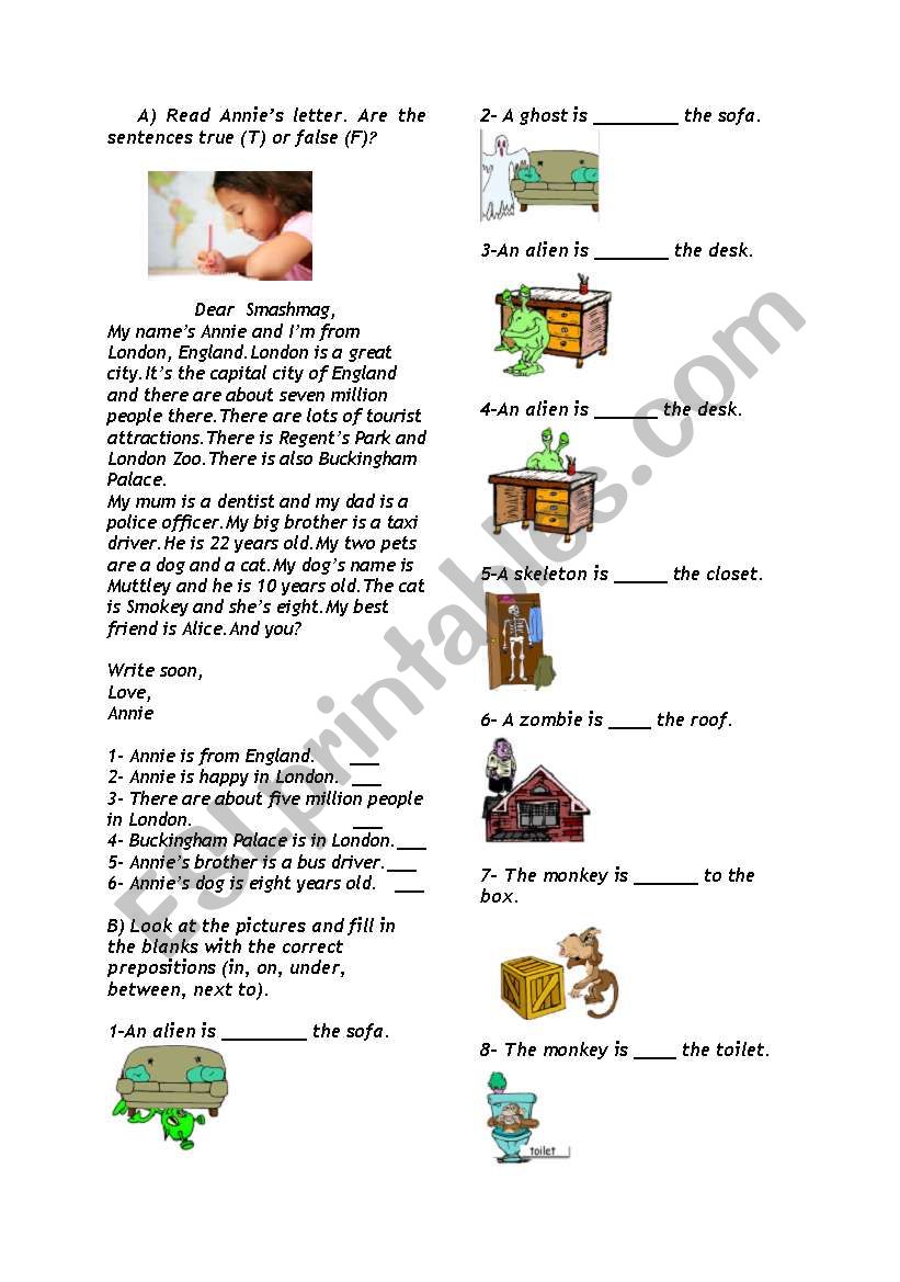 prepositions of place... worksheet