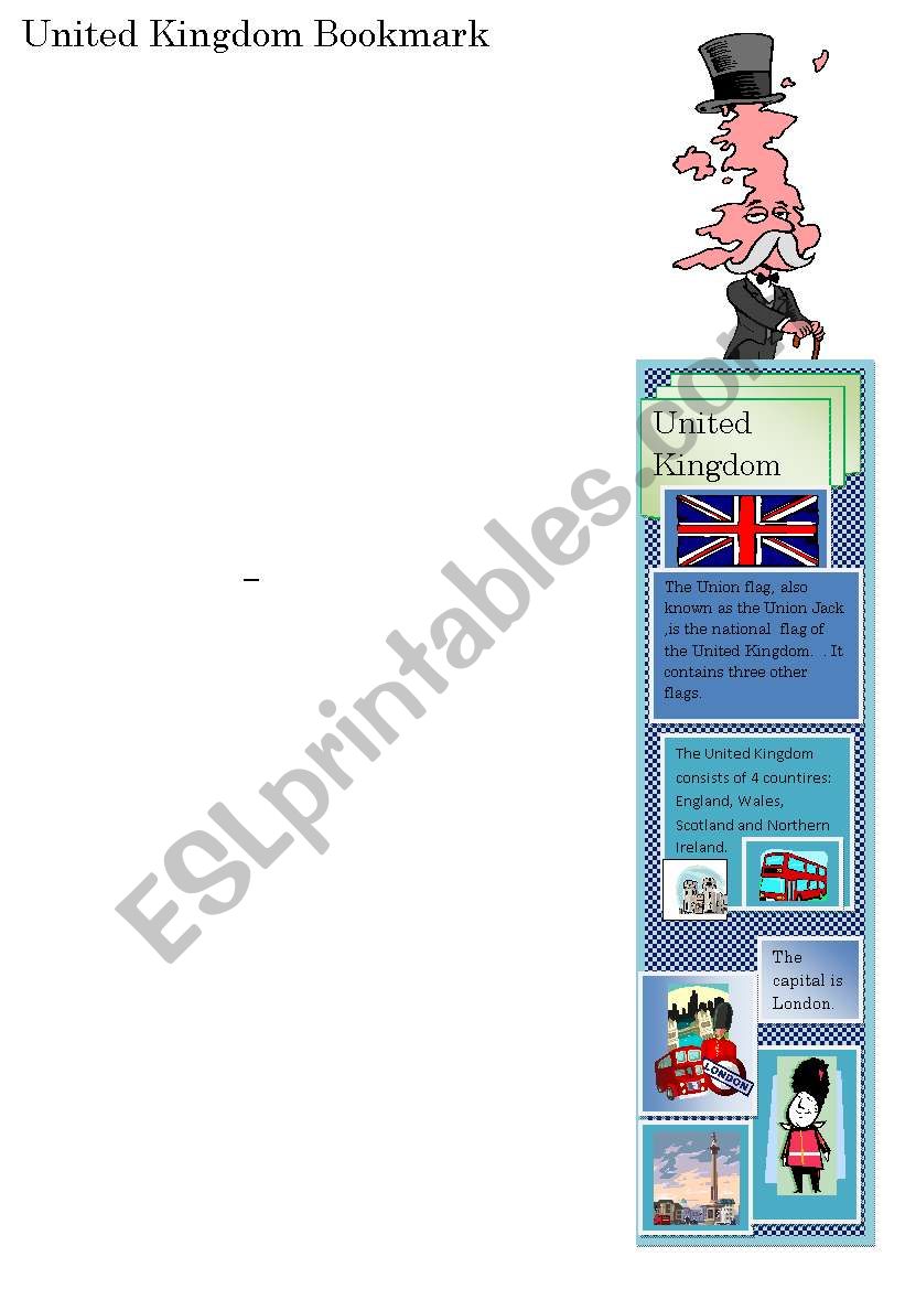 United Kingdom bookmark worksheet