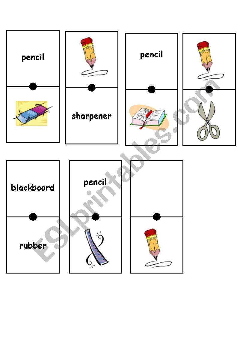 Domino Classroom Objects worksheet