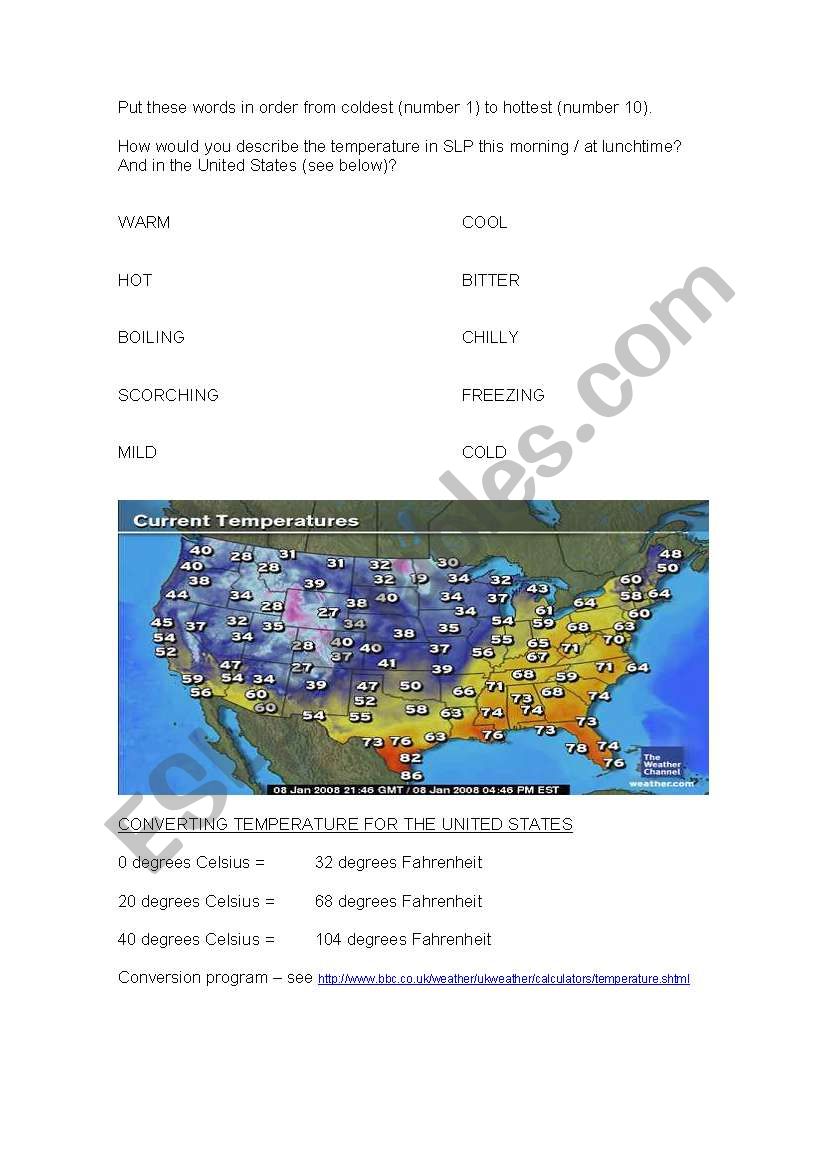 Advanced weather activities  worksheet