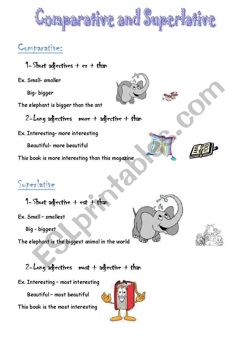 comparative and Superlative worksheet